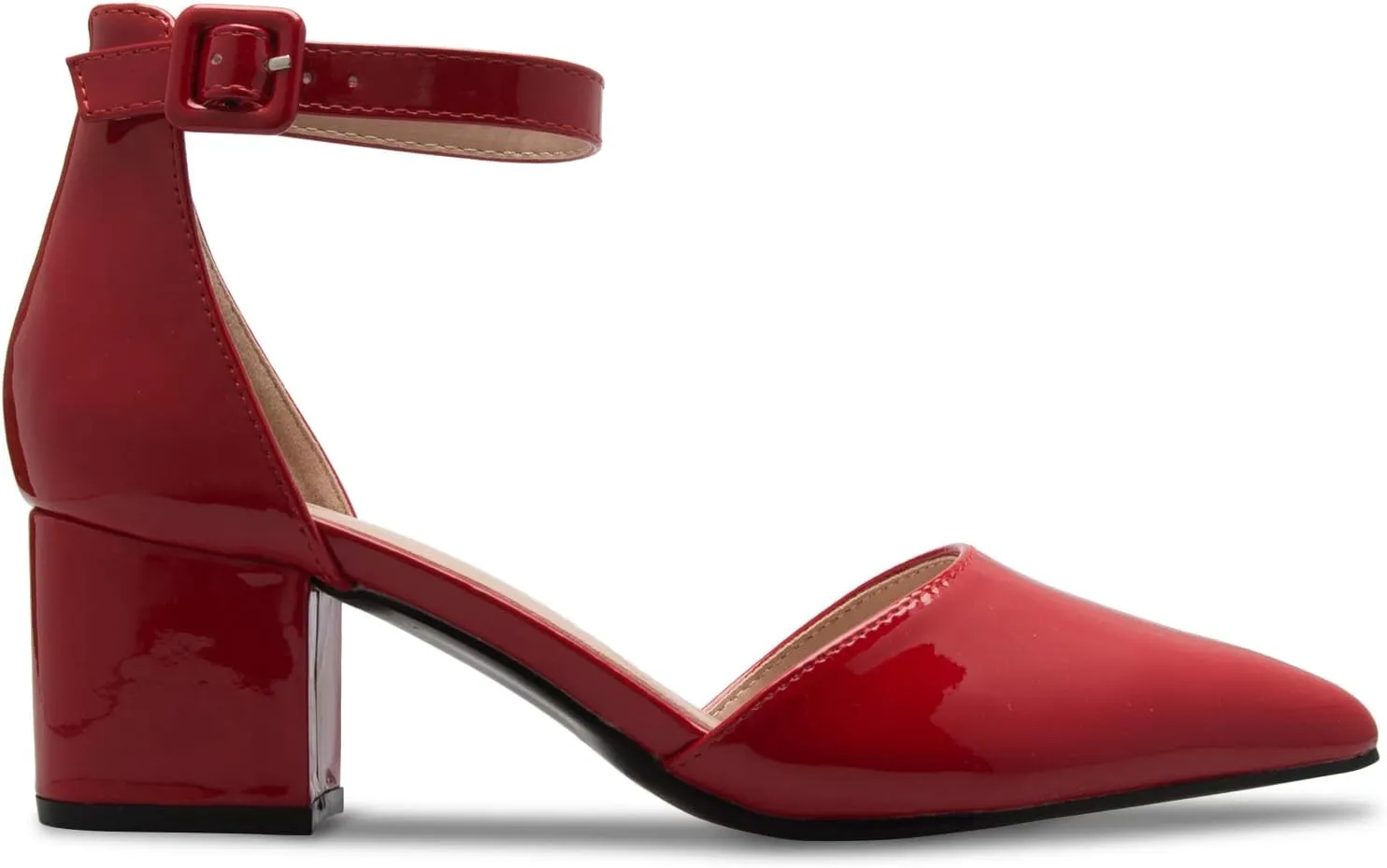Women's Classic Pumps Close Toe Ankle Strap Kitten Heel - Adorable Low Block Heel