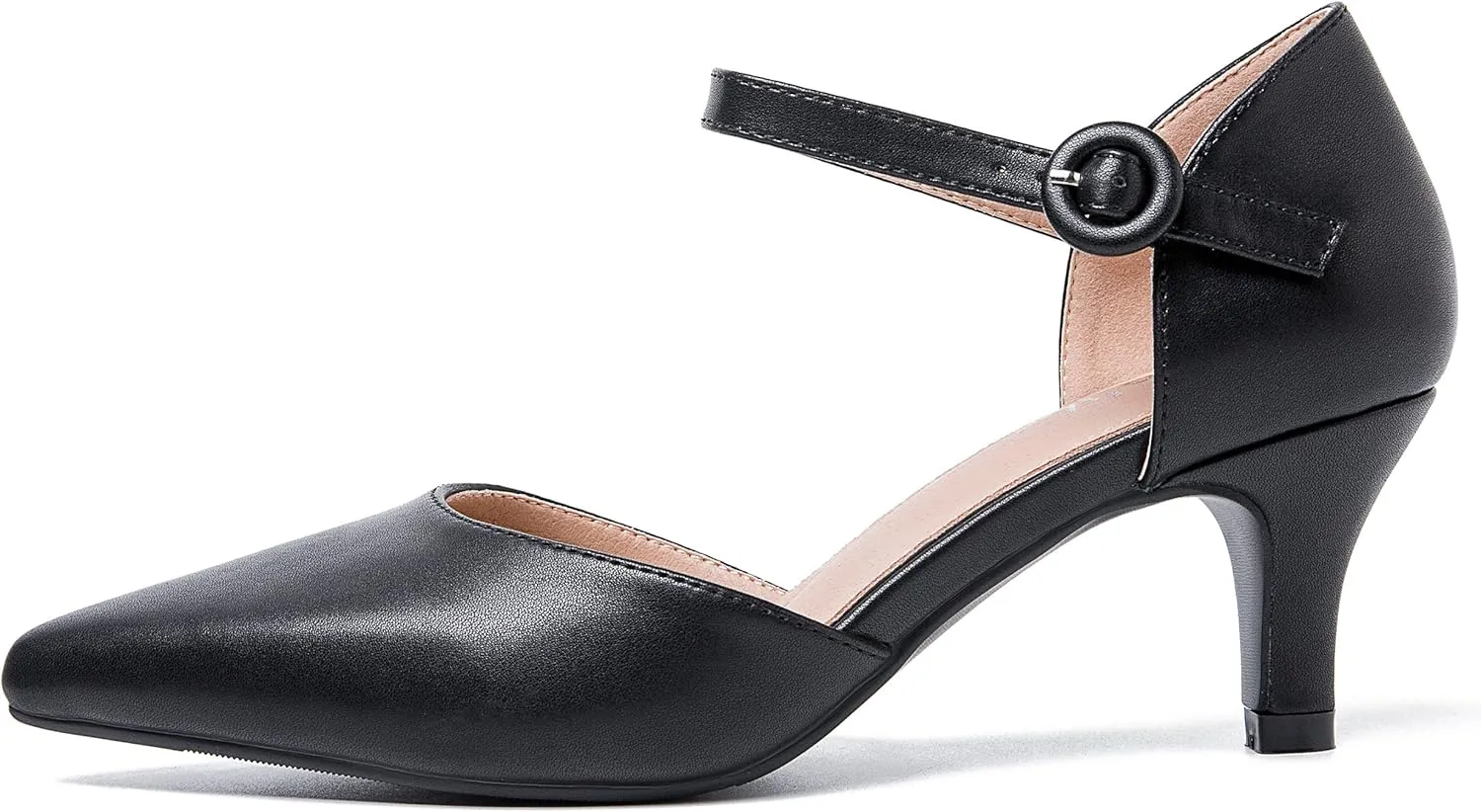 Women's Closed Pointed Toe Heels Ankle Strap D'Orsay Kitten Heel Dressy Pumps