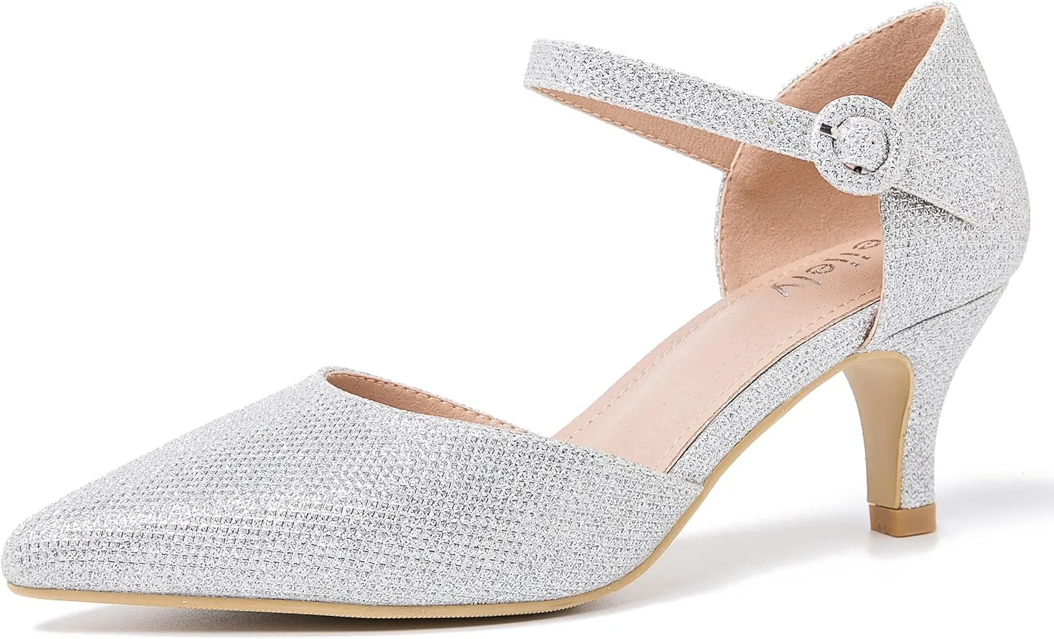 Women's Closed Pointed Toe Heels Ankle Strap D'Orsay Kitten Heel Dressy Pumps
