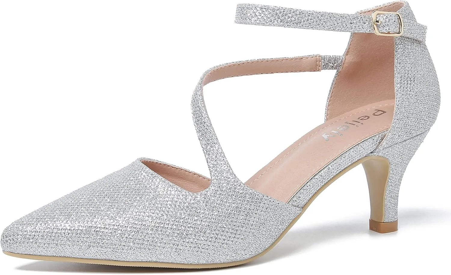 Women's Closed Pointed Toe Heels Ankle Strap D'Orsay Kitten Heel Dressy Pumps