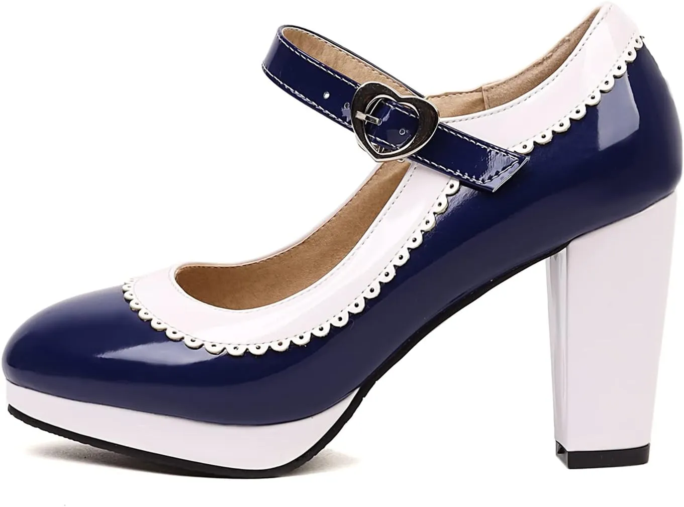 Womens Fashion 7CM High Heels Lolita Princess Single Shoes Platform Ankle Strap Maid Mary Jane Pumps