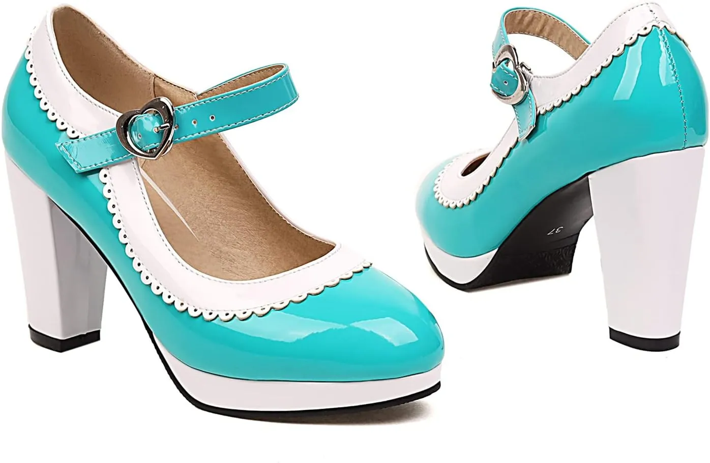 Womens Fashion 7CM High Heels Lolita Princess Single Shoes Platform Ankle Strap Maid Mary Jane Pumps