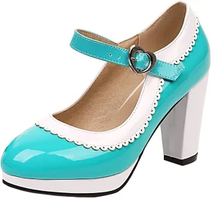 Womens Fashion 7CM High Heels Lolita Princess Single Shoes Platform Ankle Strap Maid Mary Jane Pumps