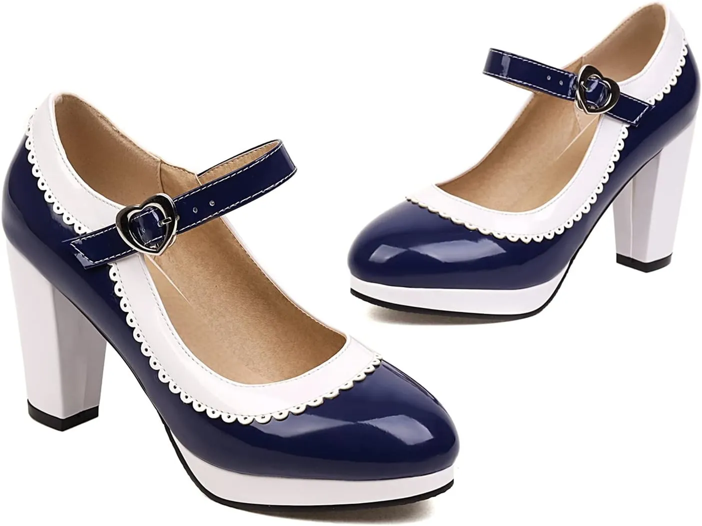 Womens Fashion 7CM High Heels Lolita Princess Single Shoes Platform Ankle Strap Maid Mary Jane Pumps