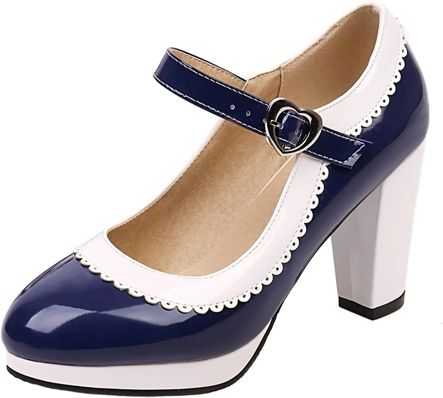 Womens Fashion 7CM High Heels Lolita Princess Single Shoes Platform Ankle Strap Maid Mary Jane Pumps