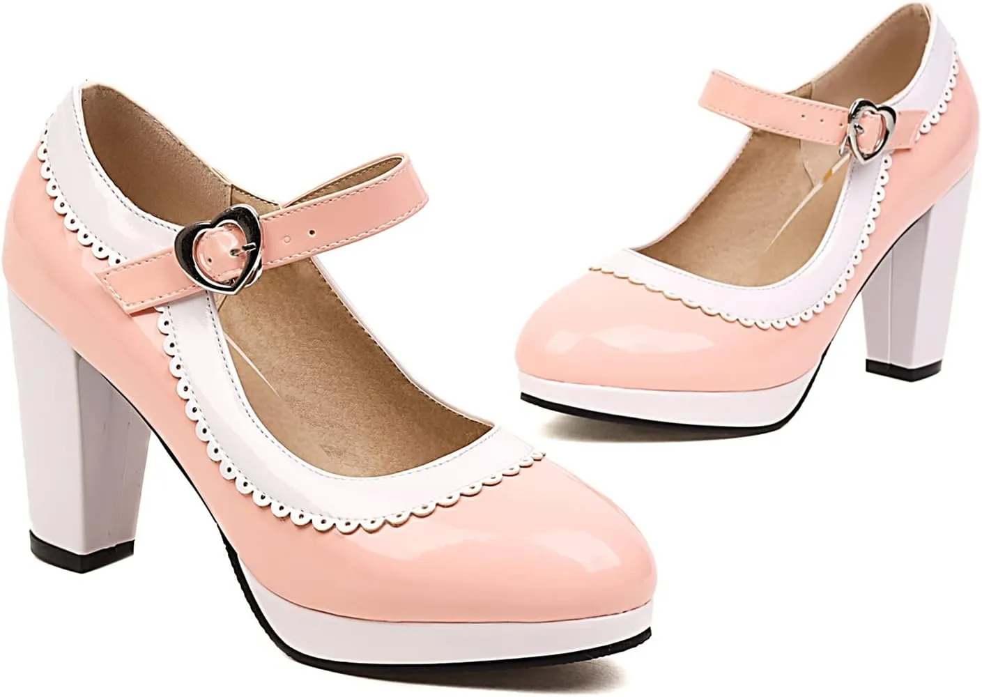 Womens Fashion 7CM High Heels Lolita Princess Single Shoes Platform Ankle Strap Maid Mary Jane Pumps
