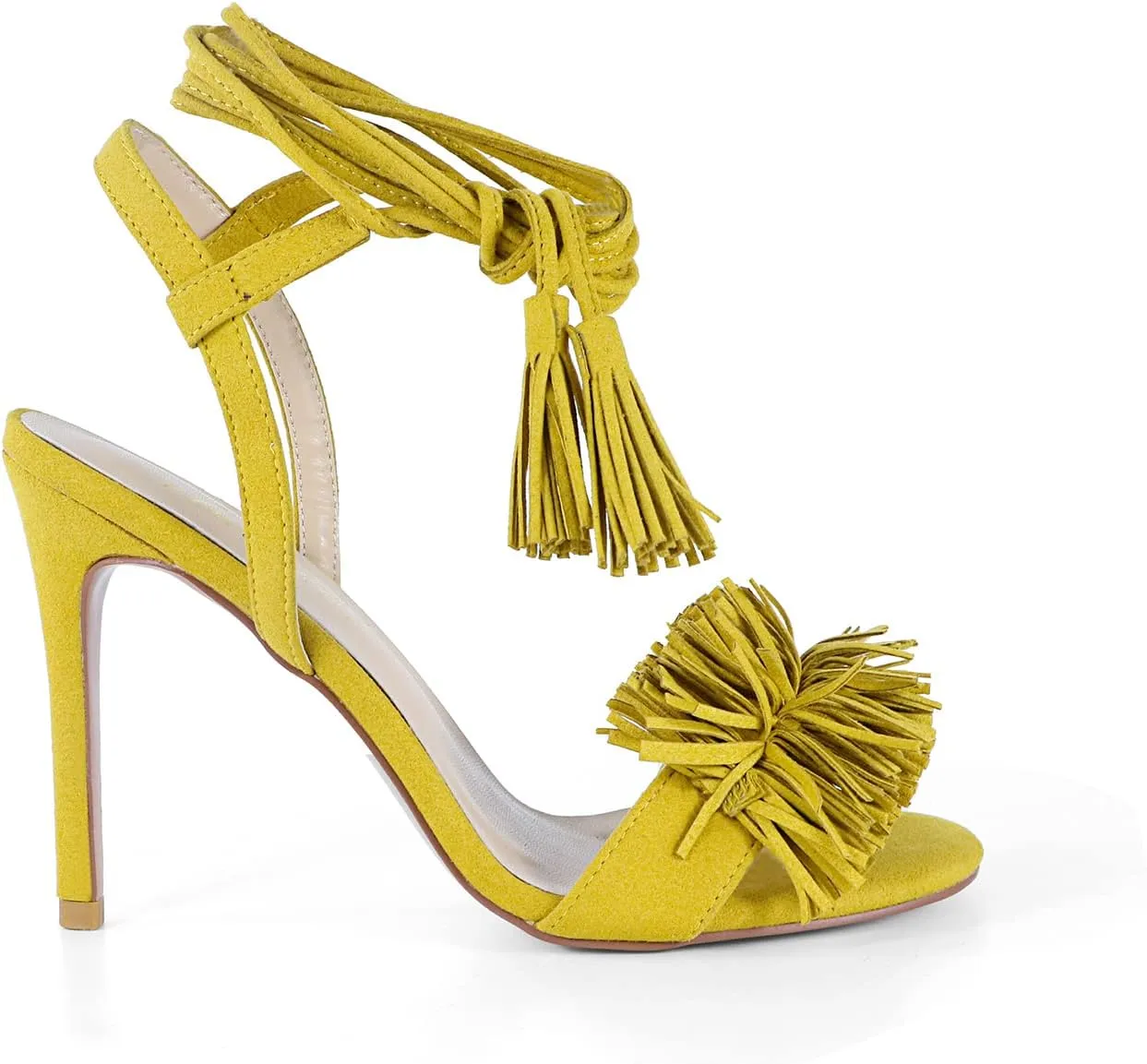 Women's Fringe High Heel Sandals Open Toe Stiletto Tassels Sandals Ladies Fashion Strappy Heeled Sandals