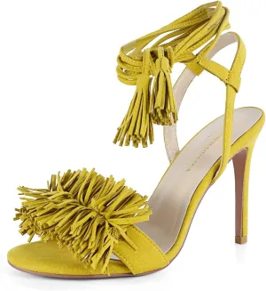 Women's Fringe High Heel Sandals Open Toe Stiletto Tassels Sandals Ladies Fashion Strappy Heeled Sandals