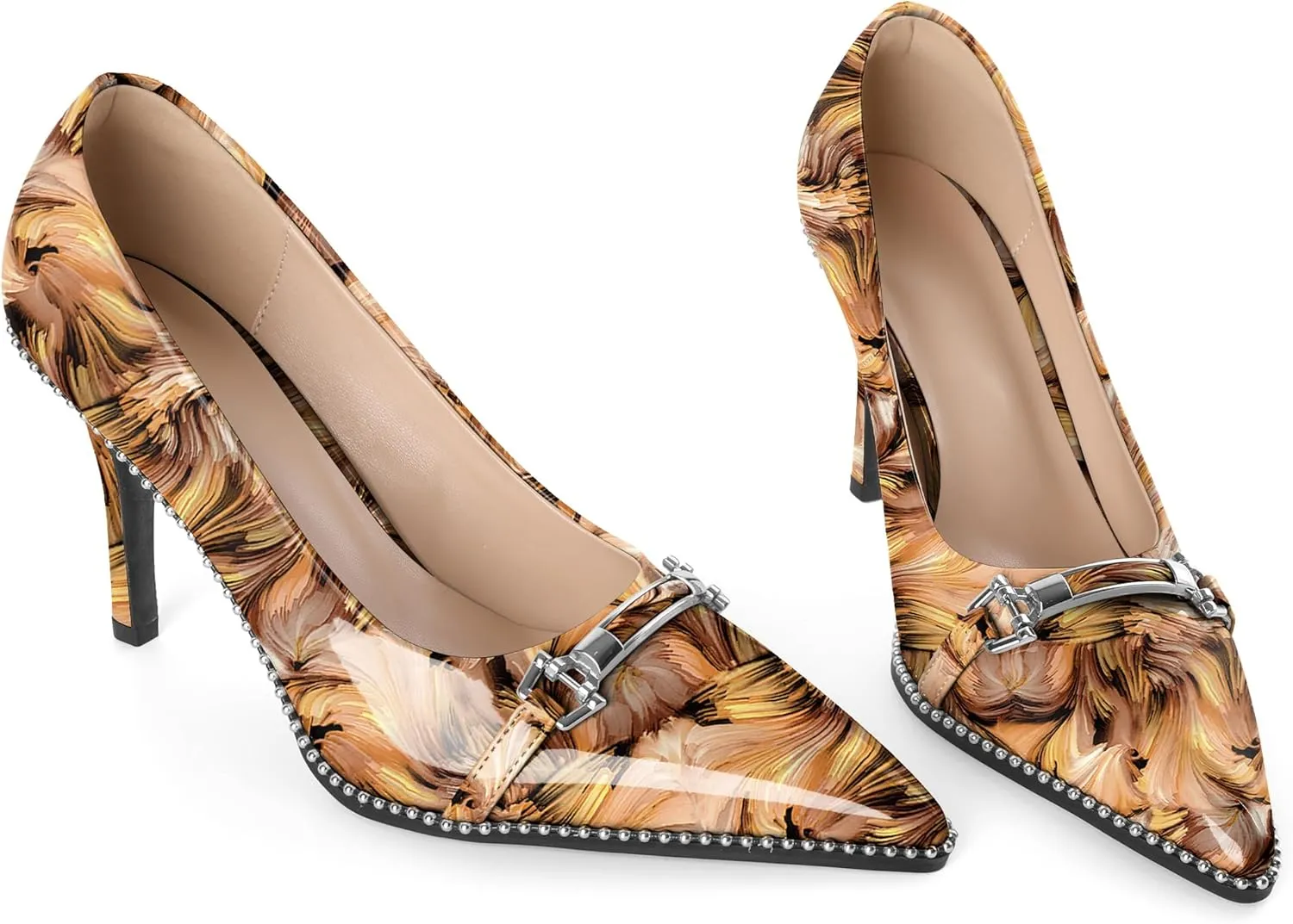 Women's High Heel Pumps Stiletto Heel Pumps for Women Pointed Toe Heels Elegant Classic 3.5 Inch Beaded Pumps