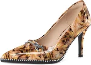Women's High Heel Pumps Stiletto Heel Pumps for Women Pointed Toe Heels Elegant Classic 3.5 Inch Beaded Pumps