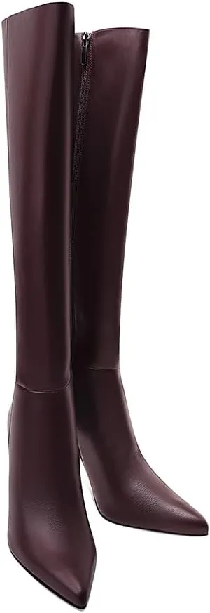 Women's Knee High Boots Women Mid Heel Pointed Toe Tall Boots for Women High Heel Side Zipper with Buckle Bow Knots Long Boots for Fall Winter for Fall Winter
