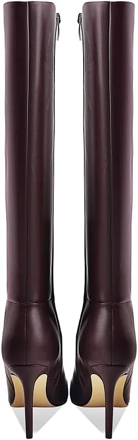 Women's Knee High Boots Women Mid Heel Pointed Toe Tall Boots for Women High Heel Side Zipper with Buckle Bow Knots Long Boots for Fall Winter for Fall Winter