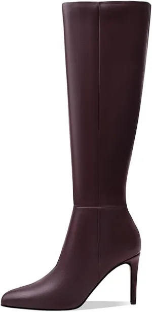 Women's Knee High Boots Women Mid Heel Pointed Toe Tall Boots for Women High Heel Side Zipper with Buckle Bow Knots Long Boots for Fall Winter for Fall Winter