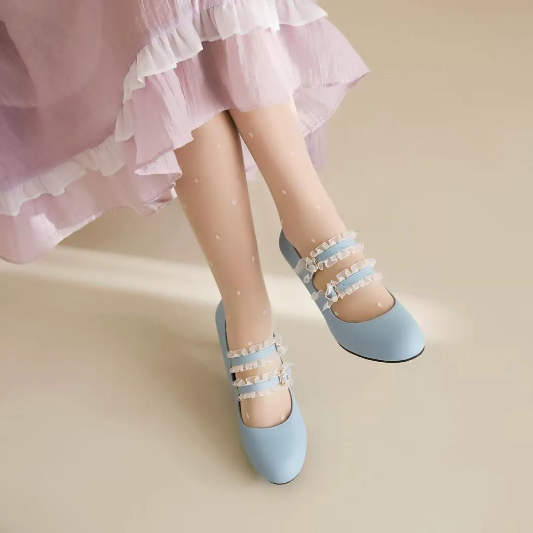 Women's Lolita Ankle Strap Mary Jane Heels, Comfortable Closed Toe Mary Jane Shoes, Cute Vintage Buckle Dress Heeled Pumps