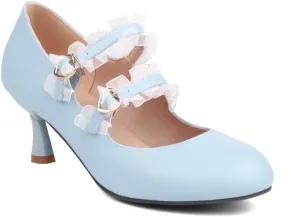 Women's Lolita Ankle Strap Mary Jane Heels, Comfortable Closed Toe Mary Jane Shoes, Cute Vintage Buckle Dress Heeled Pumps