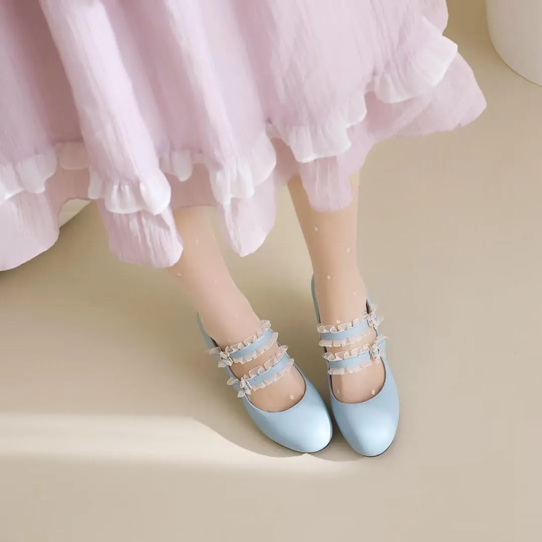 Women's Lolita Ankle Strap Mary Jane Heels, Comfortable Closed Toe Mary Jane Shoes, Cute Vintage Buckle Dress Heeled Pumps