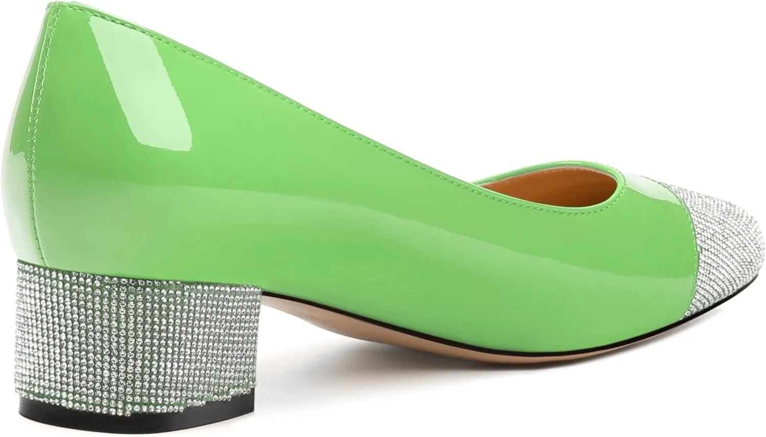 Womens Low Block Heel Pumps, Sqaure Toe Chunky Heel Pumps for Women, Color Blocking Office Daily Shoes