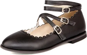 Women's Low Heeled High Heels, Round Toe Strap, Mary Janes Date Shoes