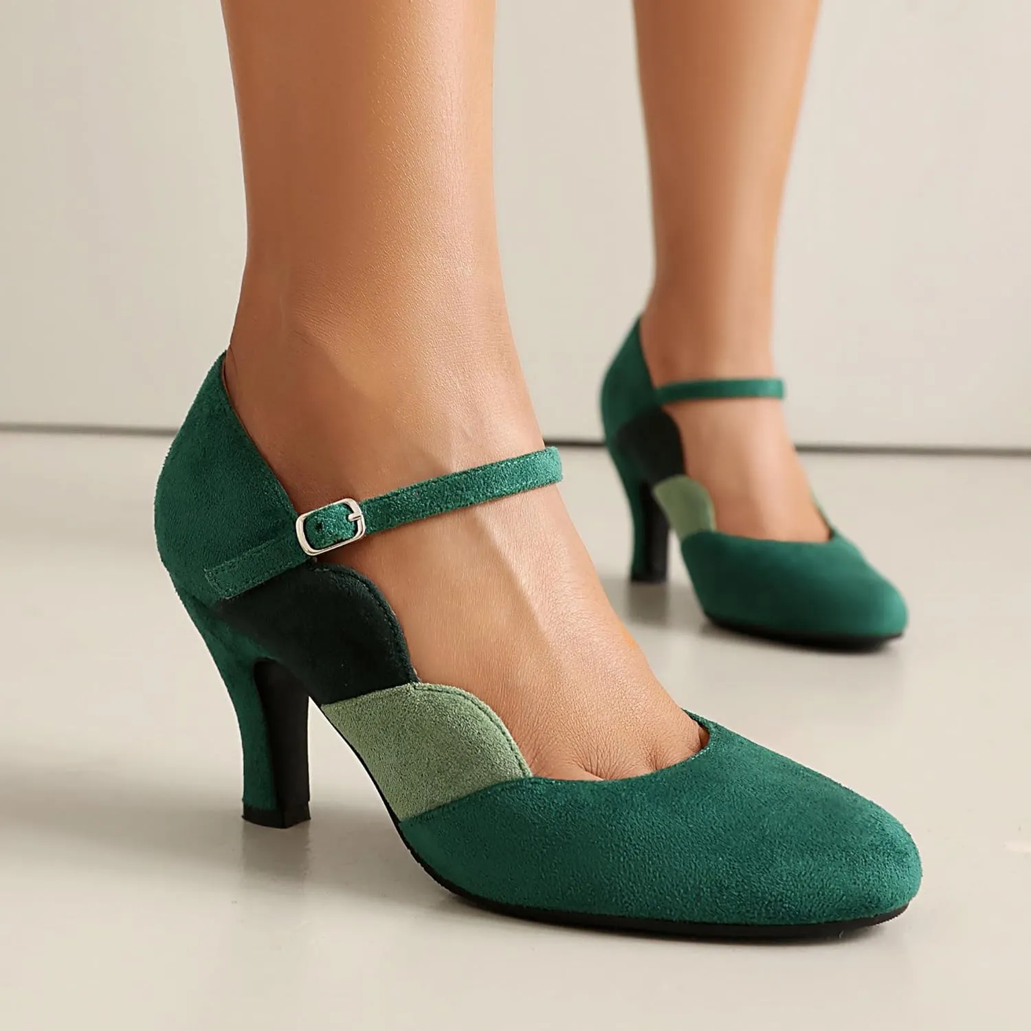 Women's Mary Jane Close Round Toe Vintage 1950s Heels Ankle Straps Retro 1920s Victorian Pumps 1930s Shoes