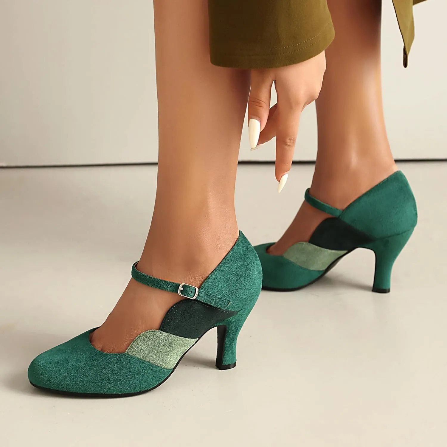 Women's Mary Jane Close Round Toe Vintage 1950s Heels Ankle Straps Retro 1920s Victorian Pumps 1930s Shoes