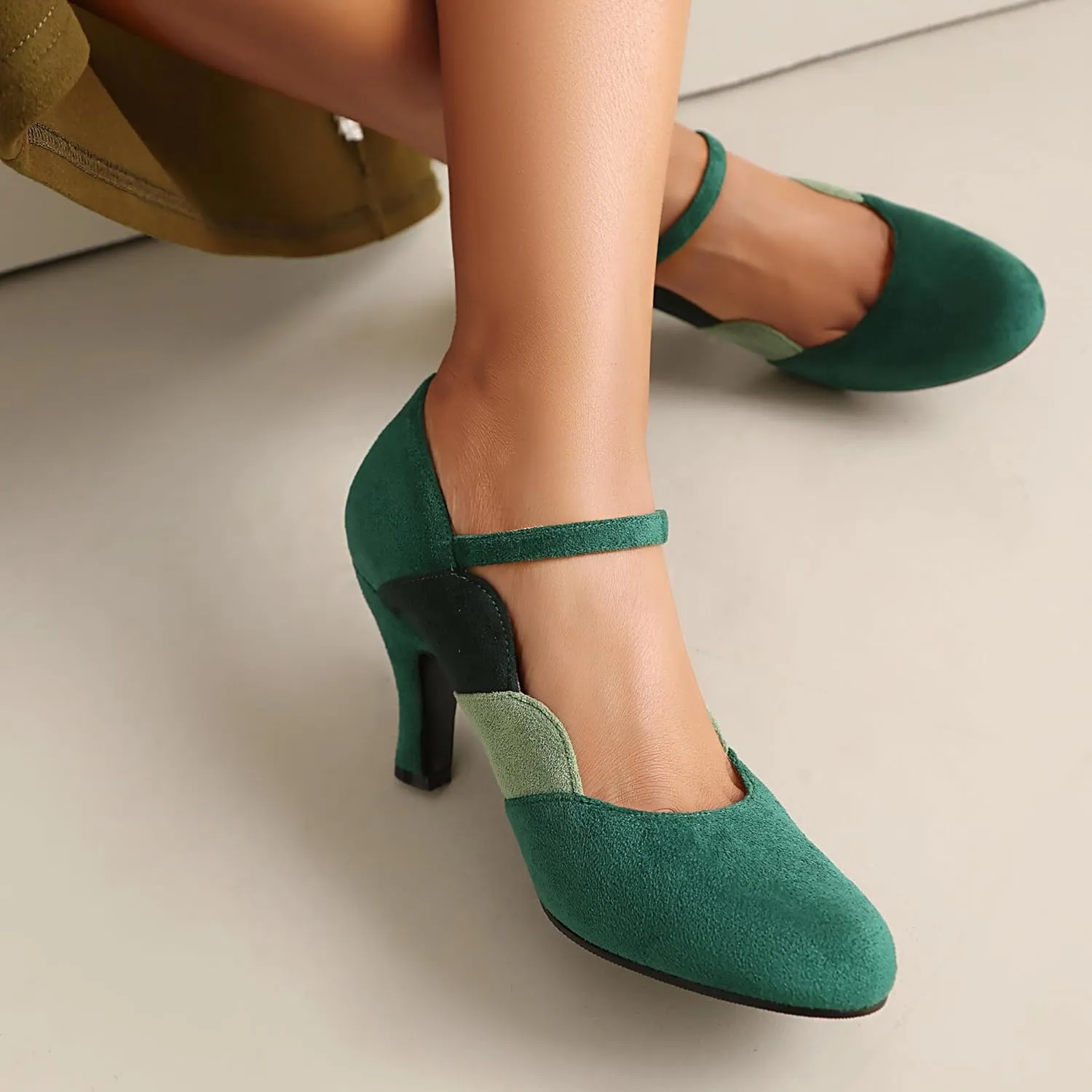 Women's Mary Jane Close Round Toe Vintage 1950s Heels Ankle Straps Retro 1920s Victorian Pumps 1930s Shoes