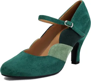 Women's Mary Jane Close Round Toe Vintage 1950s Heels Ankle Straps Retro 1920s Victorian Pumps 1930s Shoes