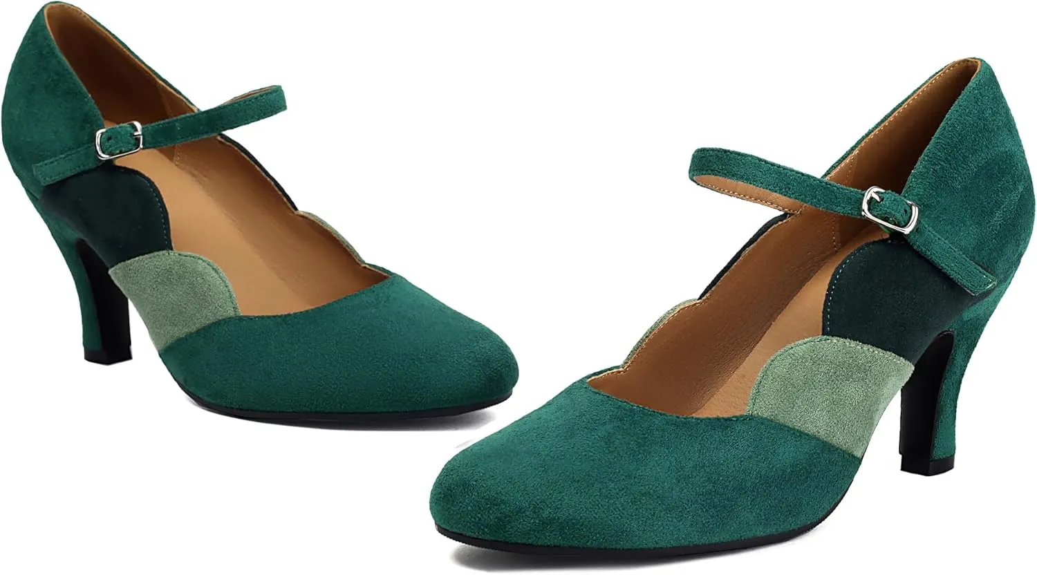 Women's Mary Jane Close Round Toe Vintage 1950s Heels Ankle Straps Retro 1920s Victorian Pumps 1930s Shoes