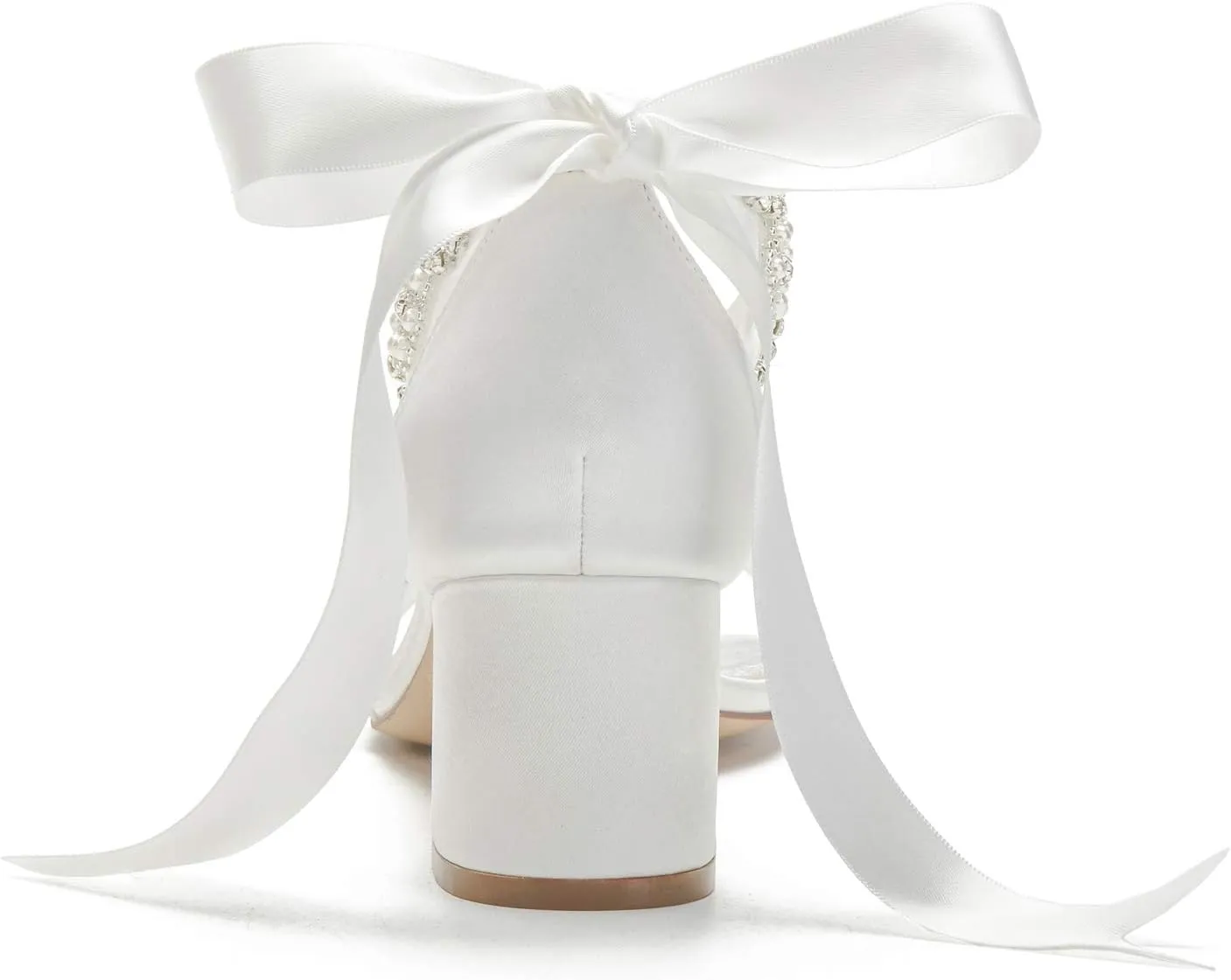 Women's Open Toe Block Low Heel Pearl Satin Chunky Pumps Ankle Strap Wedding Dress Shoes Low Heel Prom Party Sandals