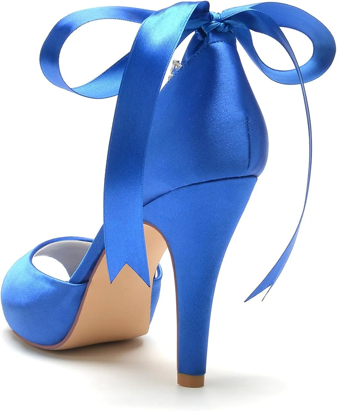 Women's Open Toe Heel Pumps Pearl Ankle Strap Lace-up Prom Wedding Dress Shoes Bridal Sandals