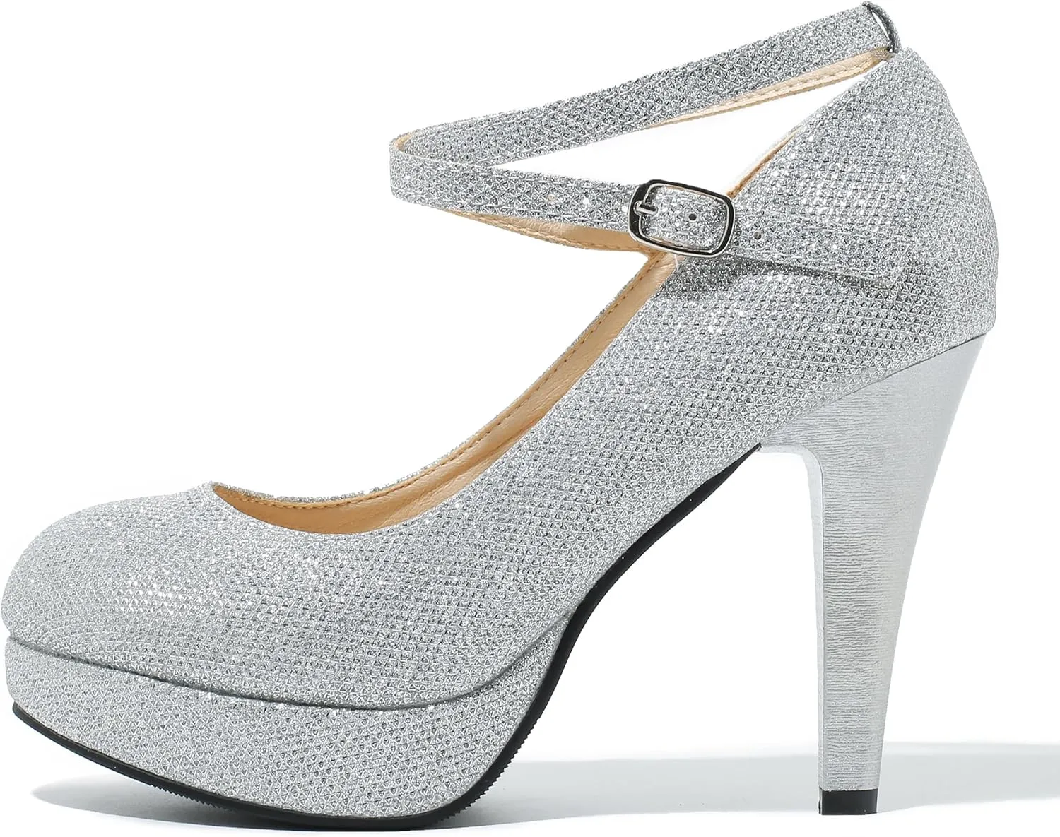 Women's Platform High Heels Closed Toe Pumps Strappy Cross Ankle Strap Shoes