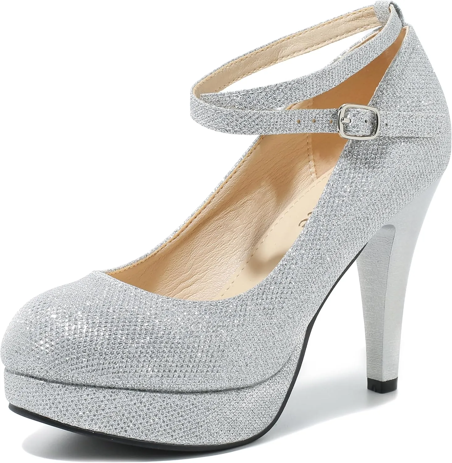 Women's Platform High Heels Closed Toe Pumps Strappy Cross Ankle Strap Shoes
