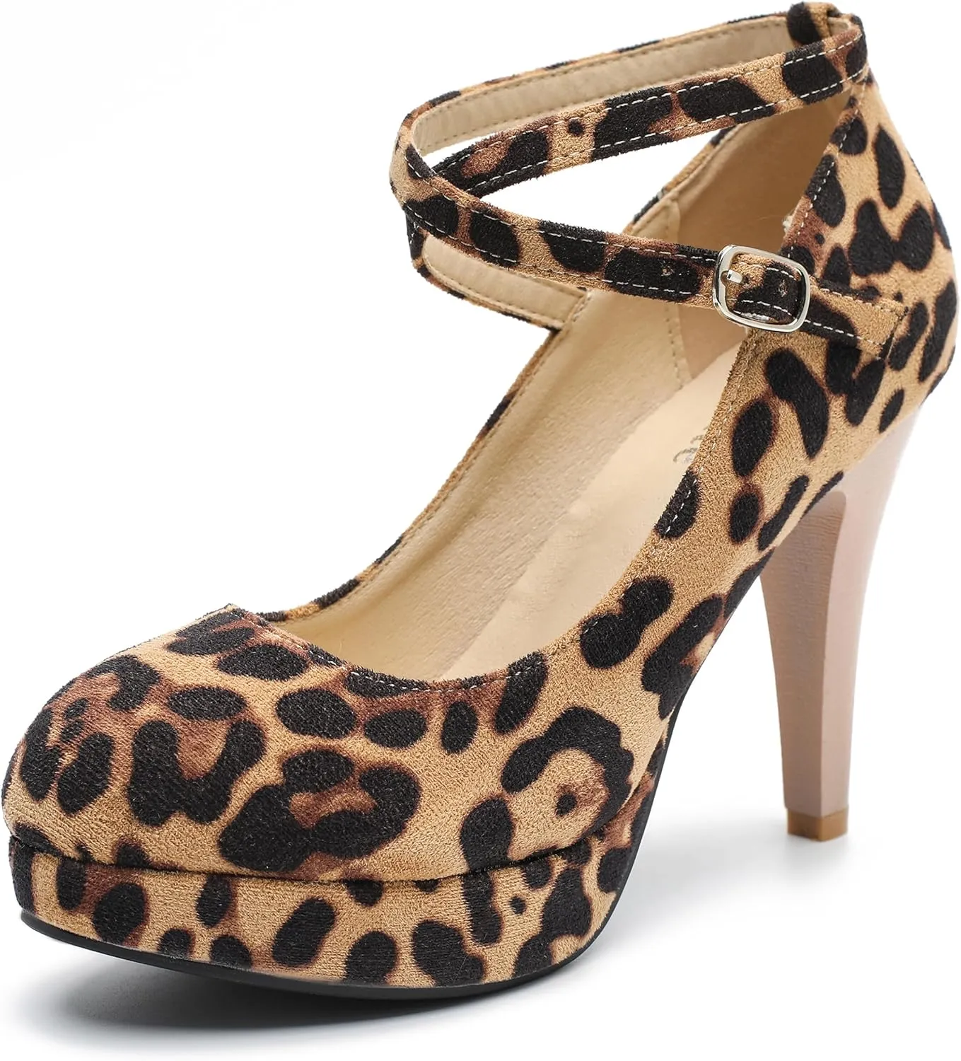 Women's Platform High Heels Closed Toe Pumps Strappy Cross Ankle Strap Shoes