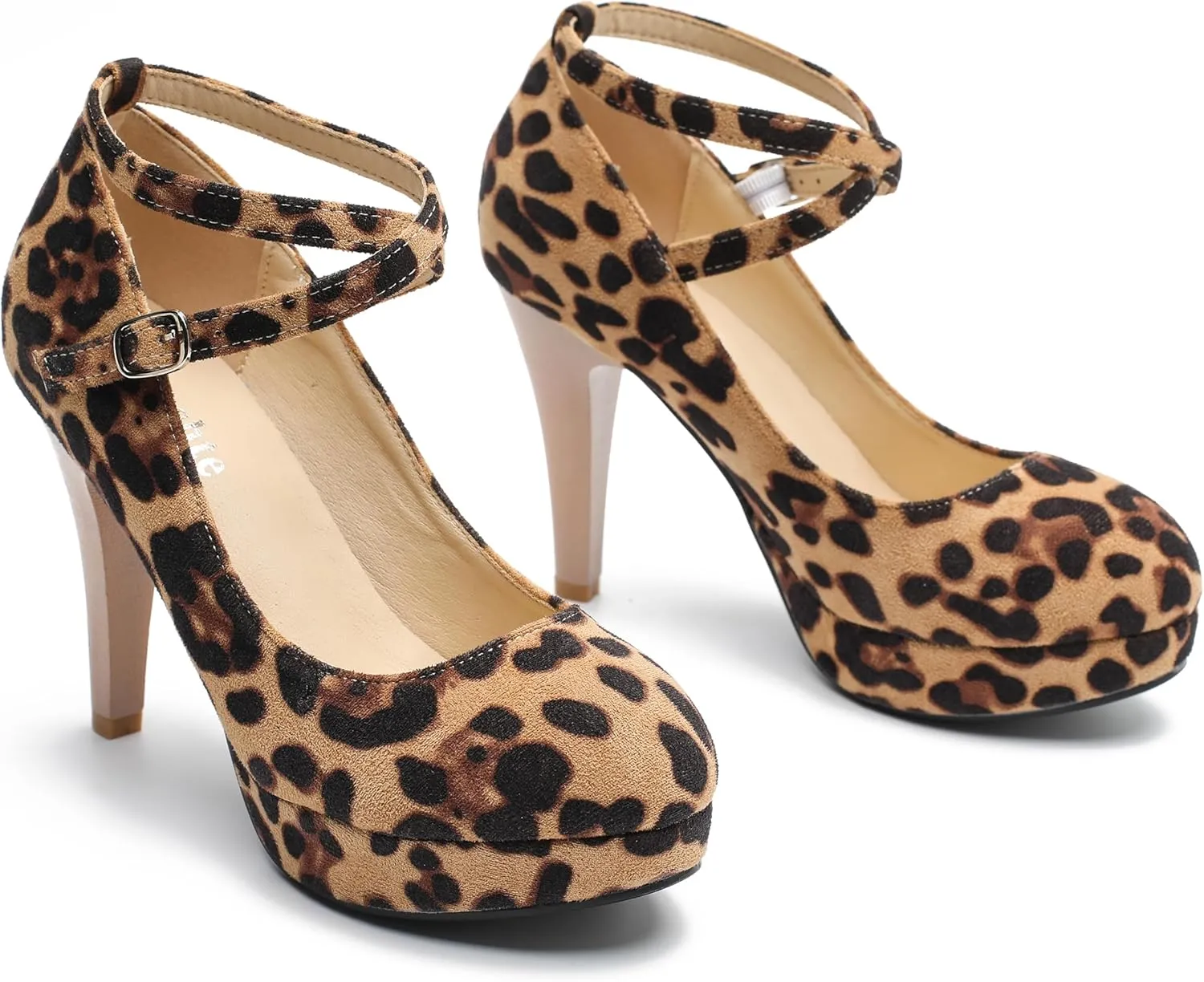 Women's Platform High Heels Closed Toe Pumps Strappy Cross Ankle Strap Shoes