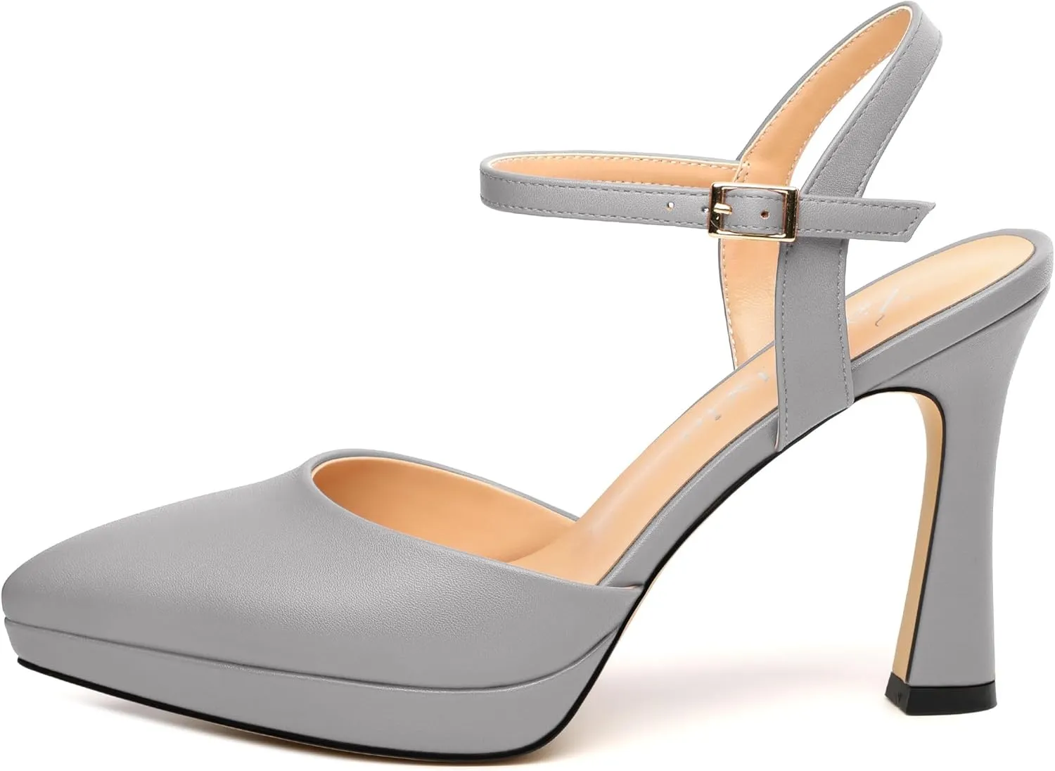 Womens Platform High Heels Pointed Toe Ankle Strap Buckle Stiletto High Heel Pumps Party Evening Dress Shoes 4 Inch