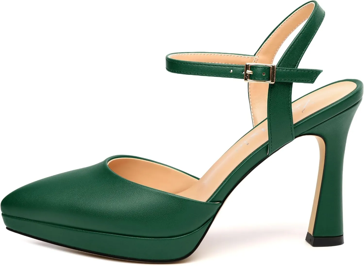 Womens Platform High Heels Pointed Toe Ankle Strap Buckle Stiletto High Heel Pumps Party Evening Dress Shoes 4 Inch