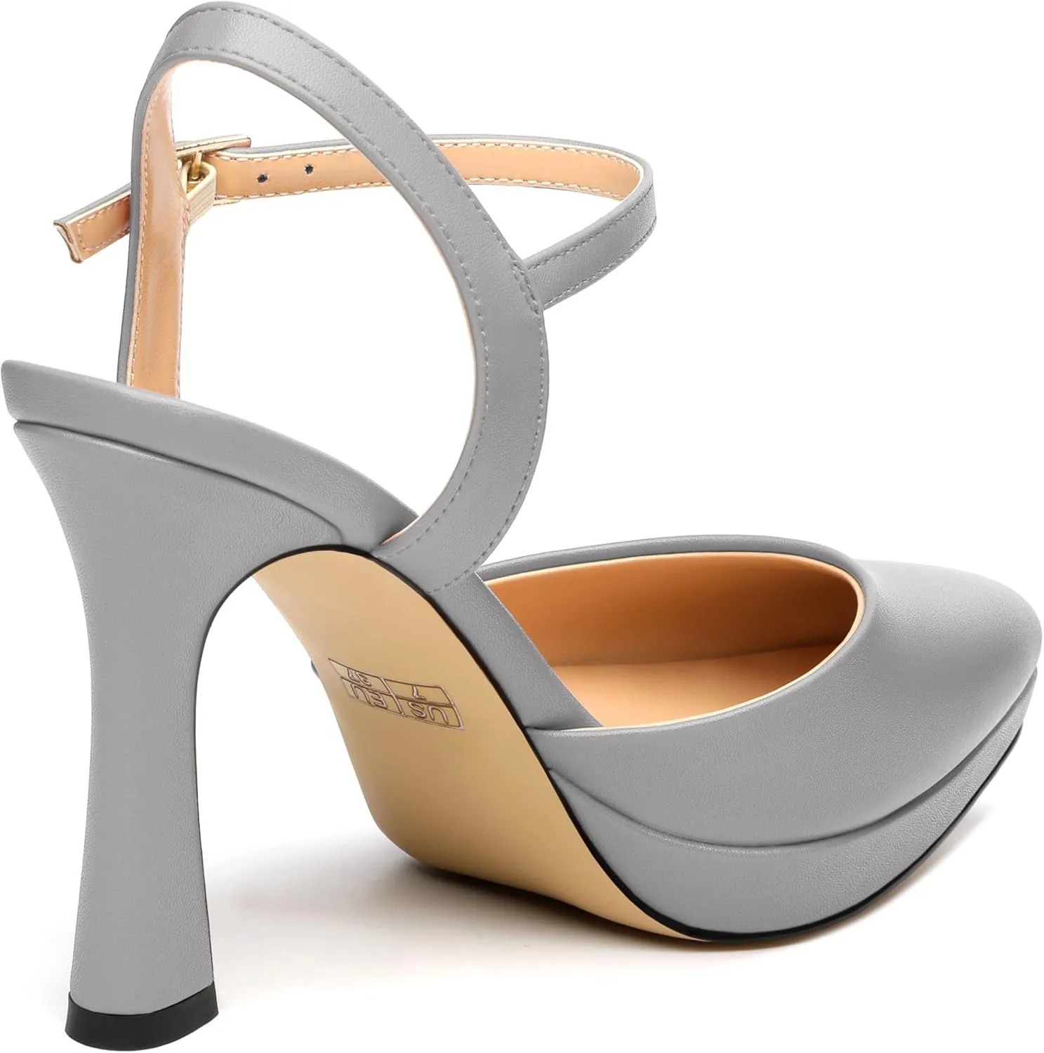 Womens Platform High Heels Pointed Toe Ankle Strap Buckle Stiletto High Heel Pumps Party Evening Dress Shoes 4 Inch