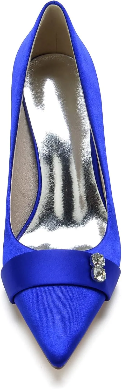 Women's Pointed Toe Pumps Satin Stiletto Heel Evening Wedding Party Dress Shoes