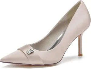 Women's Pointed Toe Pumps Satin Stiletto Heel Evening Wedding Party Dress Shoes