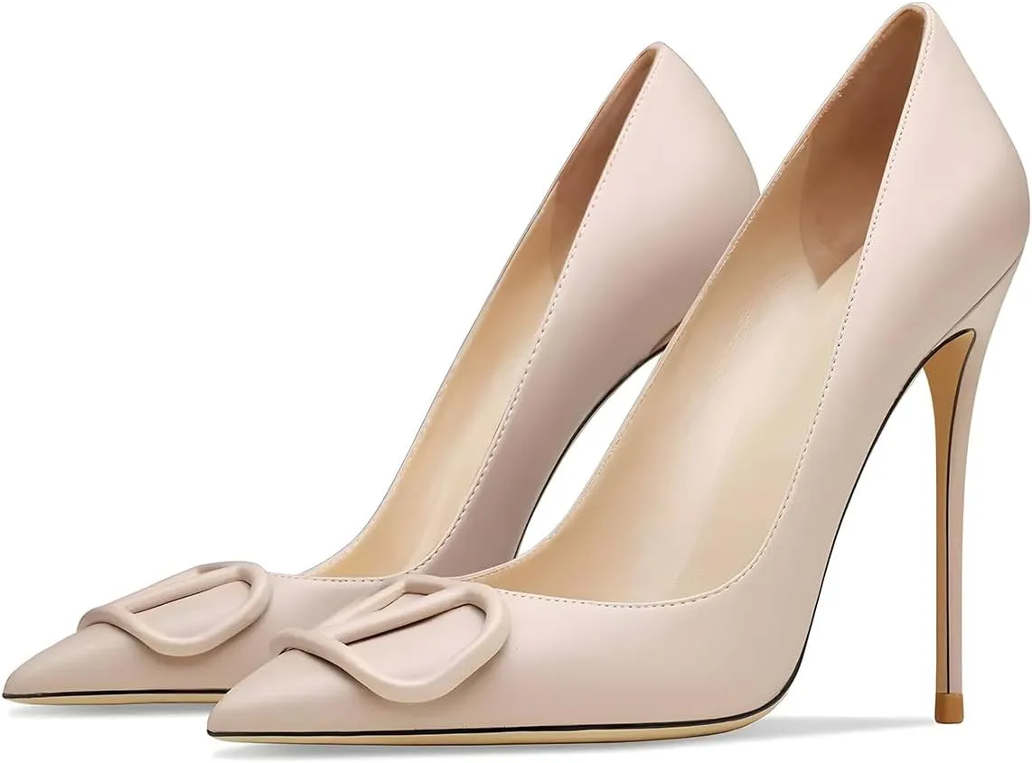 Women's Pointed Toe Shallow Mouth Sexy Square Buckle Rhinestones 10cm Stiletto Heels Slip-on Wedding Party Banquet Big Size Shoes