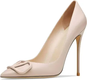 Women's Pointed Toe Shallow Mouth Sexy Square Buckle Rhinestones 10cm Stiletto Heels Slip-on Wedding Party Banquet Big Size Shoes