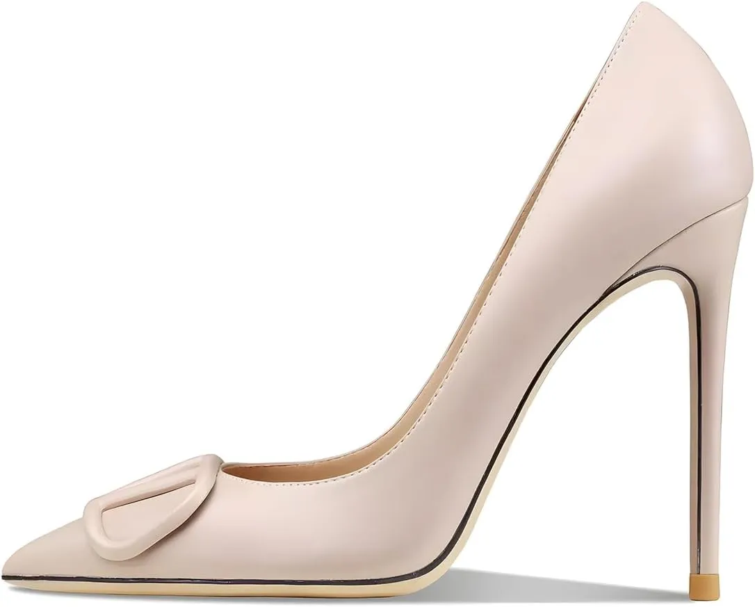 Women's Pointed Toe Shallow Mouth Sexy Square Buckle Rhinestones 10cm Stiletto Heels Slip-on Wedding Party Banquet Big Size Shoes