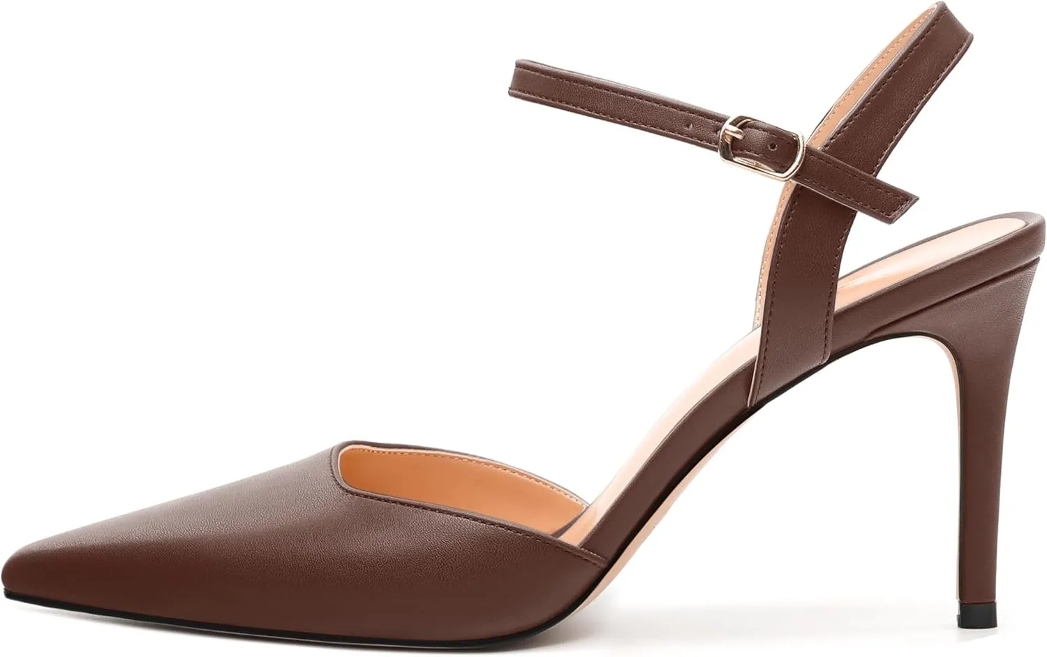 Women's Pumps, Buckle Adjustable Strap Pointed Toe Stiletto Heels, Fashion Matte High Heel Shoes for Women