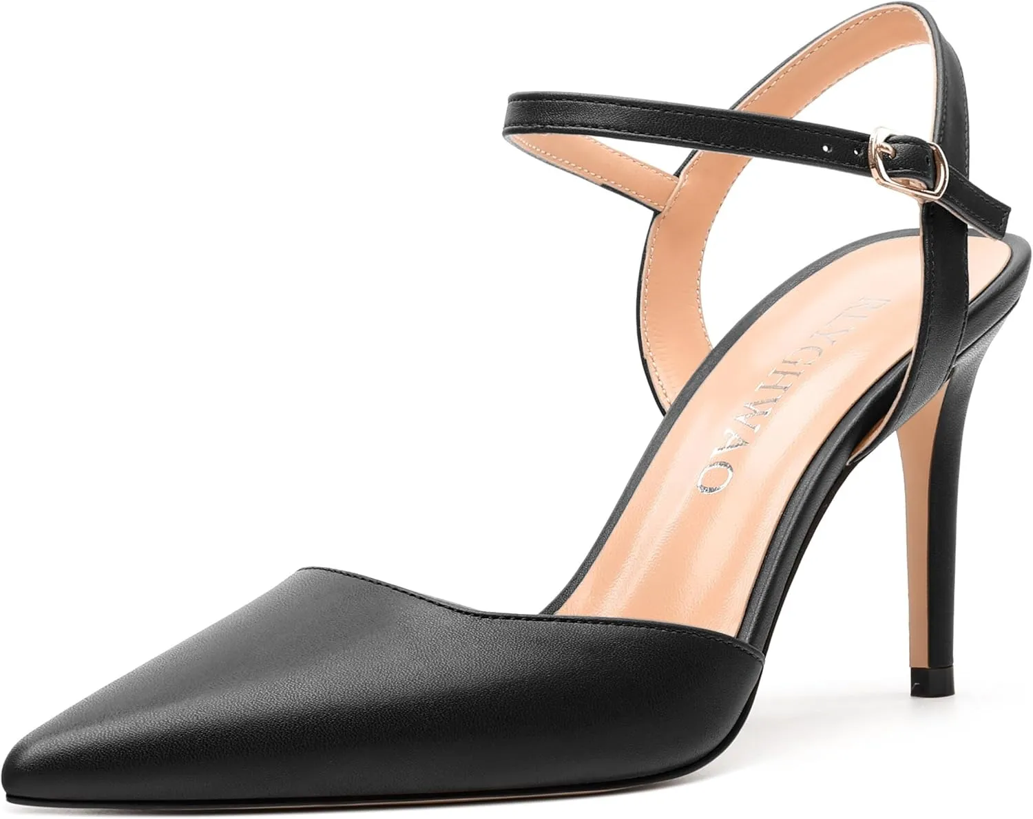 Women's Pumps, Buckle Adjustable Strap Pointed Toe Stiletto Heels, Fashion Matte High Heel Shoes for Women