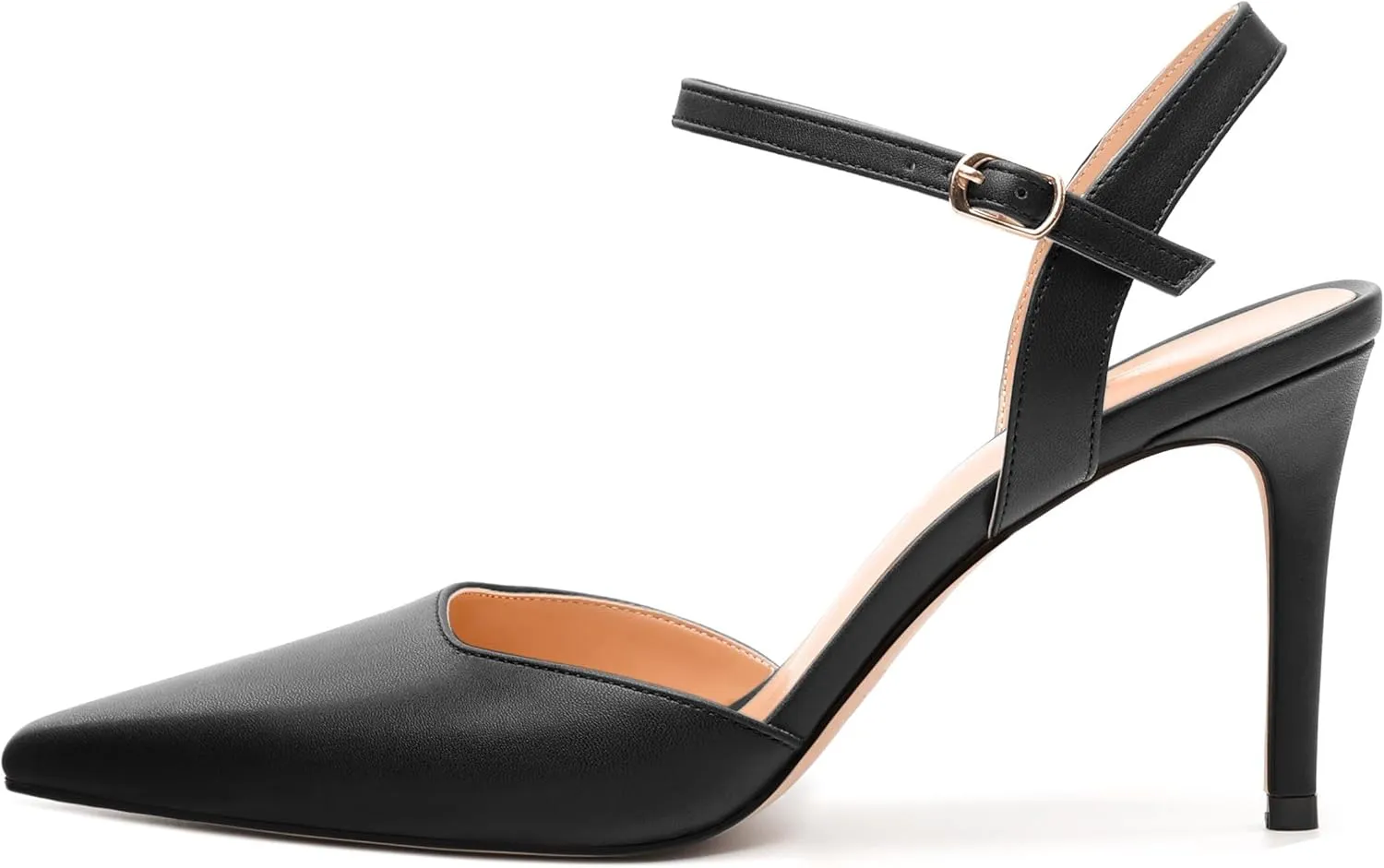 Women's Pumps, Buckle Adjustable Strap Pointed Toe Stiletto Heels, Fashion Matte High Heel Shoes for Women