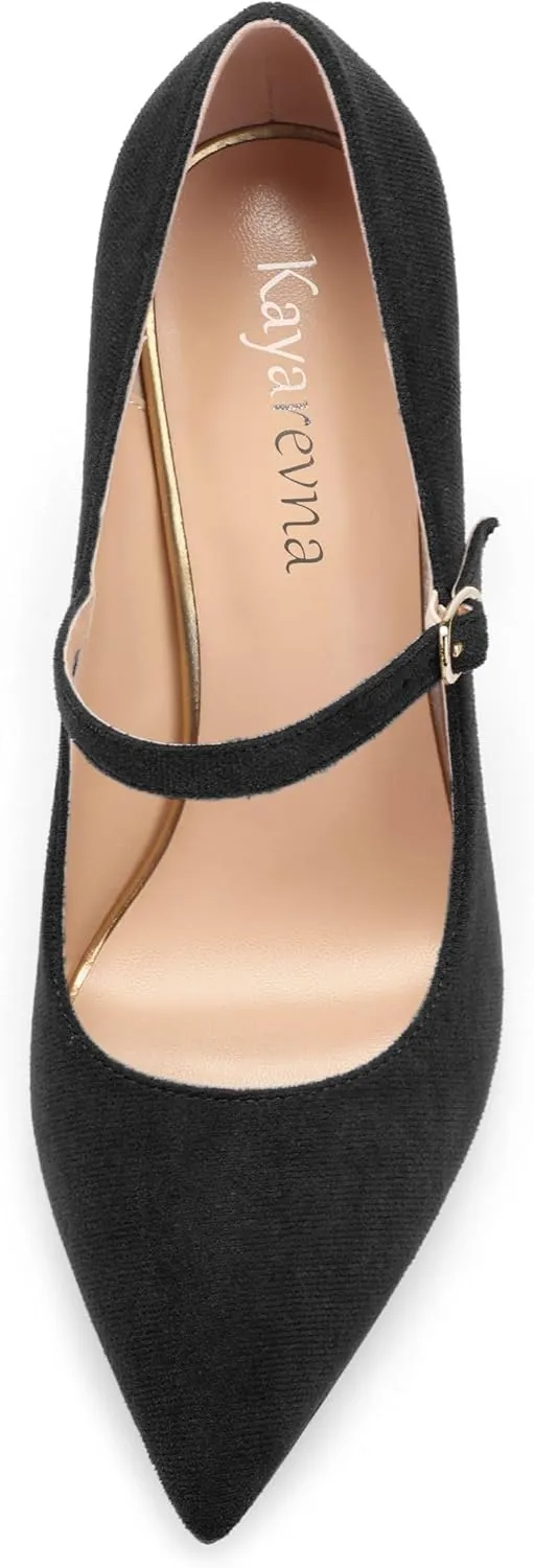 Women's Pumps Heels, Pointed Toe Tuxedo Solid Pumps, Fashion Backstrap Pumps Shoes for Women