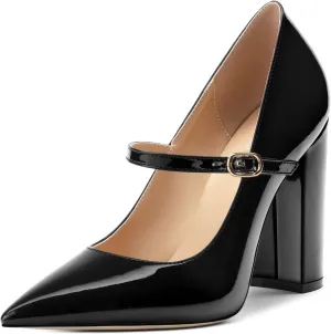 Women's Pumps Heels, Pointed Toe Tuxedo Solid Pumps, Fashion Backstrap Pumps Shoes for Women