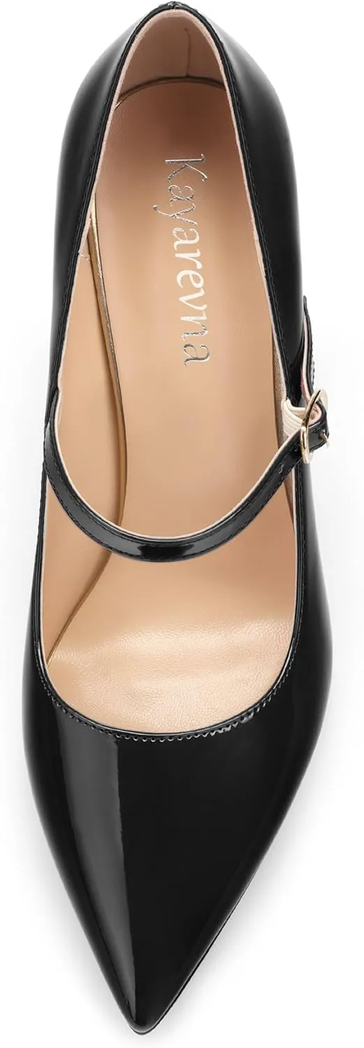 Women's Pumps Heels, Pointed Toe Tuxedo Solid Pumps, Fashion Backstrap Pumps Shoes for Women