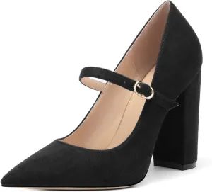Women's Pumps Heels, Pointed Toe Tuxedo Solid Pumps, Fashion Backstrap Pumps Shoes for Women