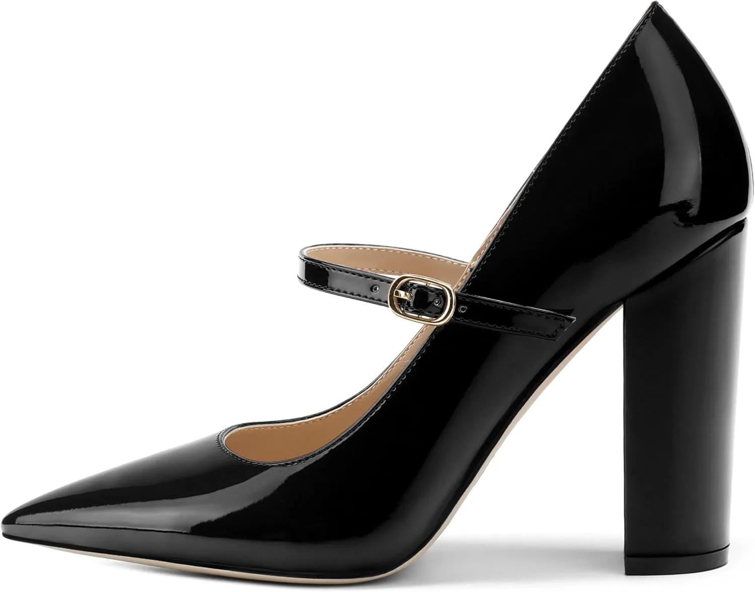 Women's Pumps Heels, Pointed Toe Tuxedo Solid Pumps, Fashion Backstrap Pumps Shoes for Women