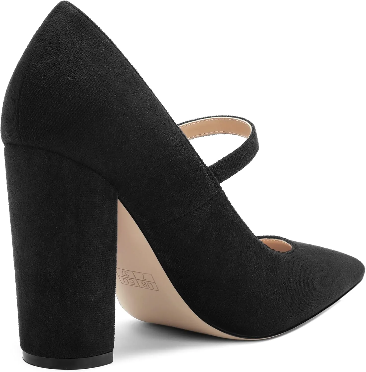 Women's Pumps Heels, Pointed Toe Tuxedo Solid Pumps, Fashion Backstrap Pumps Shoes for Women